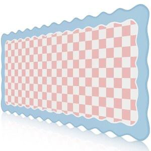 iCasso 부채꼴 가장자리가 있는 핑크 마우스 패드, 귀여운 책상 매트, 고무 베이스가 미끄럼 방지 게이밍 마우스패드, XXL 대형 키보드 매트 39.9 x 89.4cm(15.7