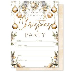 Wh ne 25 생일 파티 용품을 위한 봉투 스티커 골드 크리스마스 공 초대장 빈 초대장과 함께 세트 5 x 7