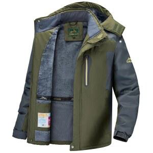 Slwosdlds 남성 겨울 재킷 후드 따뜻한 스노우 스키 라이너 우비 방풍 코트 산악 방수 플리스