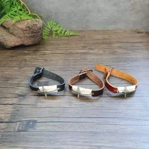 러블리 샬롬 교회 십자가 패션 가죽 팔찌