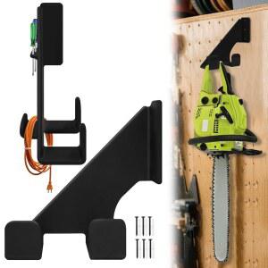 샤인시리우스 2팩 전기톱 홀더 헤비 듀티 합금 스틸 월 마운트 행거 차고 도구 정리 및 보관용 액세서리 위더 걸이 블랙