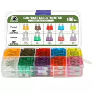 LOCOPOW 100Pcs 표준 블레이드 퓨즈 키트 자동차 모음 RV 5A / 7.5A 10A 15A 20A 25A 30A 35A 40A 50A -