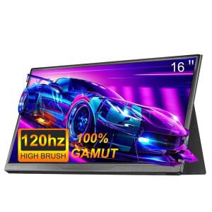 터치스크린16인치 휴대용 모니터 25K/120Hz/sRGB 노트북  호환용 /5 스위치 휴대폰 컴퓨터 확장 게임 여행