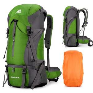 [미국배송] SHOWYLIVE 70L 대형 경량 방수 포장 접이식 여행 캠핑 하이킹 남성용 야외 스포츠 백팩 데이팩 레인 커버가 있는 900D 가방 잔디 그린