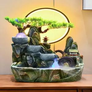 데스크탑 인공 폭포 순환 수경 장식 고산 풍수 회전 크리스탈 볼