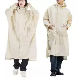 남녀공용 레인코트 우비 비옷 우의 파우치 세트 베이지 (WFJ5QFA)
