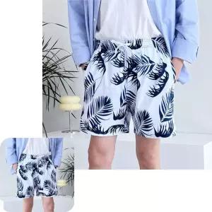 뮤 수영복 나뭇잎 비치 남성 패턴 래쉬가드 남자바지 1P 스윔팬츠