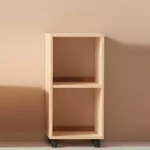 파티션책장 코너책장 거실서재 2단 2칸 고무나무 바퀴형 LY58