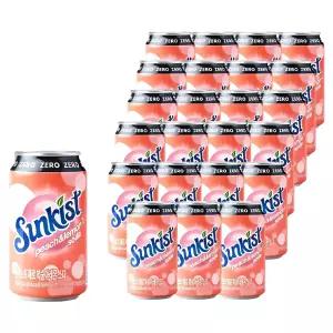 썬키스트 제로 복숭아레몬 소다 탄산음료 355ml 24개 간식 학원 화이트데이 어린이집 어린이날 선물