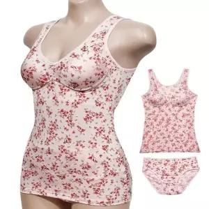 패턴 플로럴 시원한 인견 여성 브라런닝 팬티 세트 (WFJ6ASQ)