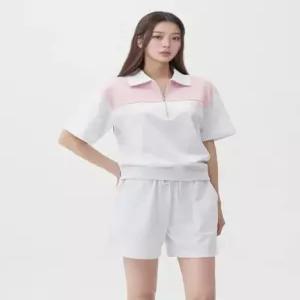 [LAP] 레터링 배색 반집업티셔츠 AR1CT363