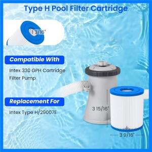 지상 수영장용 Intex 330 GPH 필터 펌프용 Type H 풀 필터 카트리지 교체용 Type H 교체