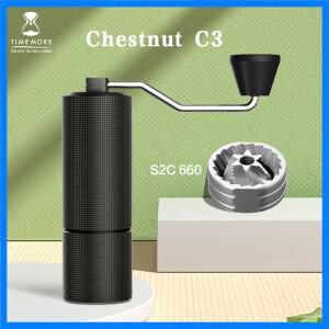 TIMEMORE 밤나무 C2 C3 수동 커피 그라인더 S2C 버 내부 듀얼 베어링 포지셔닝이 있는 고품질 휴대용 핸드