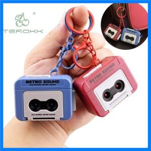 레트로 테이프 녹음기 키체인 미니 녹음 뮤직박스 펜던트 키링 빈티지 녹음 카세트 배낭 장식 커플 선물