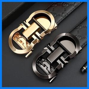 남성용 천연 가죽 벨트 더블 C 엠보싱 합금 자동 버클 패션 고급 트렌디 비즈니스 정장 홈