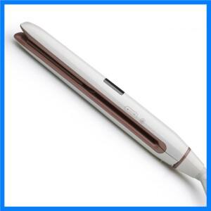 2 in 1 가열 헤어 스트레이트너 빗 전문 헤어 플랫 아이언 컬링 브러시 골드 티타늄 합금 헤어 스트레이트