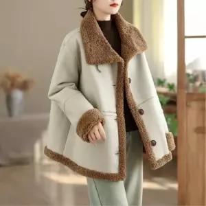 세군다 여자 가죽 자켓 재킷 털 일체형 코트 겨울 보온 싱글 탑 DOS4