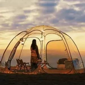 야외 돔형 투명텐트 일광욕 나들이 하우스 쉘터 캠핑 옥상 몽골 카페
