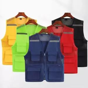 GDM 작업 팀 현장 안전 망사 조끼 사고 예방 작업현장 비상 형광 주야간 경비 반사 야광 포켓