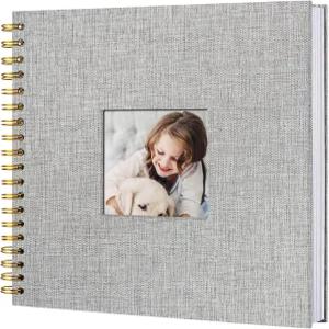 8 x 인치 스크랩북 사진 앨범 사진용 메모리북 린넨 커버 여행용 하드커버 크래프트 화이트 페이지 결혼