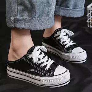 여성 2컬러 5.5cm 키높이 뮬 슬리퍼 블로퍼 스니커즈 캔버스화 운동화