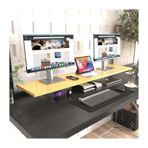 [미국배송] WEGASTU 크리스탈 클리어 아크릴 모니터 스탠드 다리 부상 디자인 높이 조절 가능 데스크 홈 오피스용 듀얼 라이저 선반 정리함 프린터 TV 화면 키보드 보관 (자연)