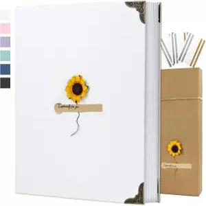 스크랩북 앨범 8인치 x 10인치 DIY 사진 하드커버 크래프트 페이퍼 3링 결혼식 기념일 여행 가족 화이트