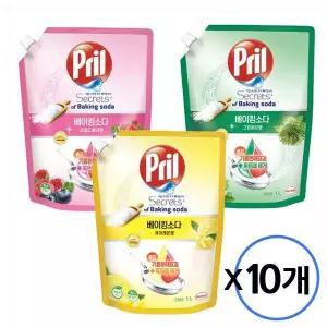 프릴 베이킹소다 주방세제 1L리필 x10개 퓨어레몬 그린허브 와일드베리 택1