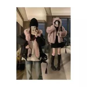 여성용 야구 점퍼 겨울 양면 코트 빈티지 후드 KS4