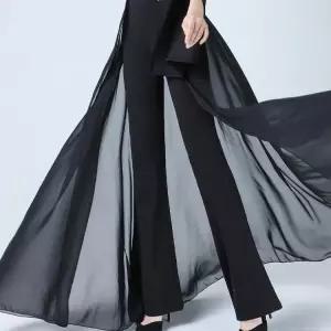 라틴댄스복 와이드 시스루 팬츠 현대 라인댄스 쉬폰 랩