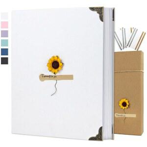 스크랩북 앨범 8인치 x 10인치 DIY 사진 하드커버 크래프트 페이퍼 3링 결혼식, 기념일, 여행, 가족, 화이트