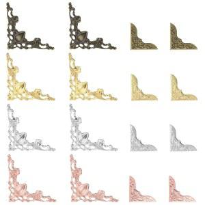 글락스 160Pcs 4가지 색상 금속 책 모서리 보호대 2가지 스타일 가드 엣지 커버 스크랩북 코너 메뉴 앨범 노트북 폴더 파일 장식 프레임 각도