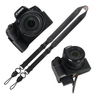 리치 PU 가죽 카메라 하프 케이스 (캐논 EOS R50V R100 R8 R5II R6 200D SX70HS 용) 숄더 스트랩 커버