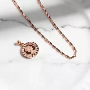 엘리자베스 코인 커팅 펜던트 샤인 컷팅 대나무 체인 목걸이 생일 선물 18K 고급