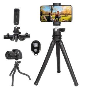 [미국배송] 휴대폰 및 카메라용 ZUZUXI 유연한 삼각대 리모컨 비디오 녹화용 홀더가 있는 미니 삼각대 스탠드 아이폰호환 고프로호환 INSTA360 X5 DJI 호환 오스모 포켓 3 캐논호환 니콘 소니호환 카메라와 호환