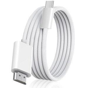 [미국배송] 애플호환 USBC TO HDMI 케이블 4K@60HZ 아이폰호환 15 16 17 TV MFI 인증 나일론 땋은 고속 타입C 2.1 코드 [썬더볼트 5/4/3 호환] 애플호환 아이패드호환 PRO IMAC 삼성제품호환 S25/S24용