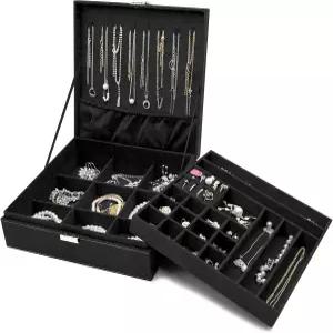 여성 아버지의 날을 위한 프로케이스 벨벳 주얼리 박스 정리함 목걸이 귀걸이 팔찌 반지용 2겹 디스플레이