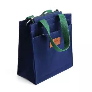 지퍼형 에코백 블루 21x24cm 나들이 여행용 패브릭