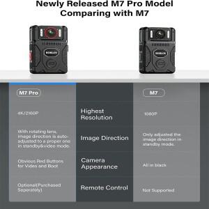 BOBLOV-M7 Pro 4K GPS 바디 마운트 카메라, 128GB 비디오 레코더, 180 ° 회전 4000mAh 배터리, 15 시간 녹