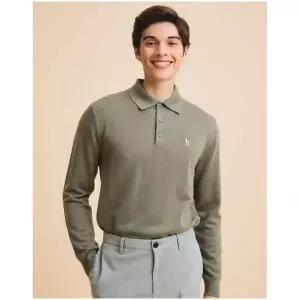 [115사이즈 한정] [헤지스] HAZZYS 남성 카키 파인울 카라 스웨터 니트 HZSW3D551K2