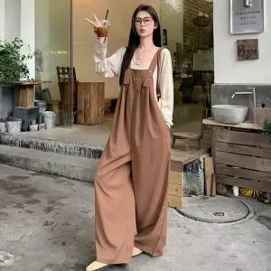 여성 점프수트 점프슈트 오버롤 작업복 멜빵바지 와이드 여성점프수트 캐주얼룩 여름패션