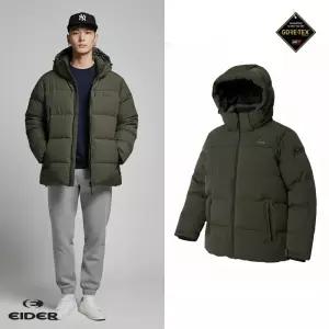 [백화점 정품] 아이더 패딩 다운 남자 아몬 윈드 스토퍼 자켓 그린 카키 고어텍스 방풍 후드 숏 점퍼