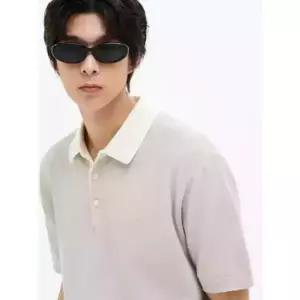 에잇세컨즈 8seconds 강연 코튼 칼라 배색 반소매 니트 라이트 그레이