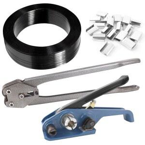 1000피트 * 3/4인치 헤비 듀티 PET 밴딩 스트랩 키트, 도구, 길이 x 와이드 스트랩이 있는 팔레트 금속 씰 100개, 도구 텐셔너 및 씰링