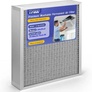업그레이드된 20x25x5 재사용 가능한 AC 용광로 필터 세척 가능 MERV13 정전기 - 영구적이며 가정 및