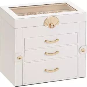 서랍 3개가 있는 엔트랄라이트 주얼리 박스 귀걸이 목걸이 전시 정리함 - 소녀 여성 위한 선물 (흰색