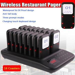 무선 레스토랑 호출기 시스템 16개 코스터 식사 세트 (부저 바이브벨 수신기 포함) 커피/패스트푸드용