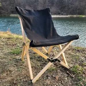 로우체어 블랙 원목 캠핑 우드 (WFK91BT)