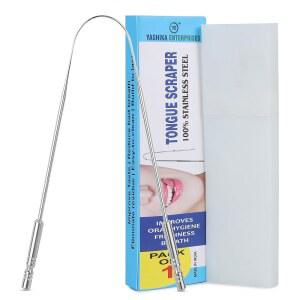 야시카 엔터프라이즈 혀 스크레이퍼 케이스 사용하기 쉬운 성인용 혀 스크레이퍼 구강 관리용 혀 클리너 (여행 케이스 포함 1개들이 한 팩)