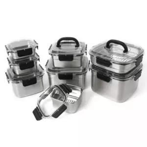 김 반찬통 스틸 스테인리스 보관 국산 가정용 밀폐용기-정사각 돔핸디형 웨이브클린정사각돔